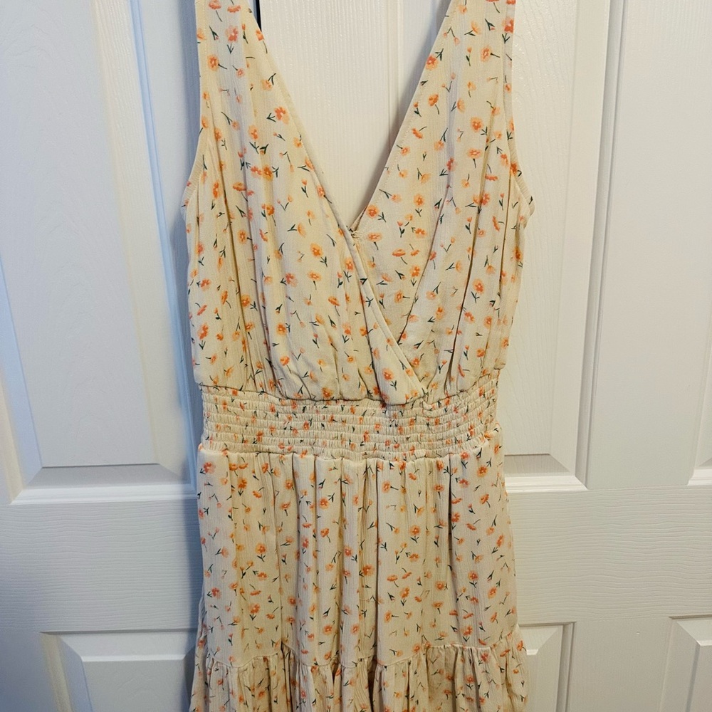 American Eagle Outfitters Cream Floral Backless Dress